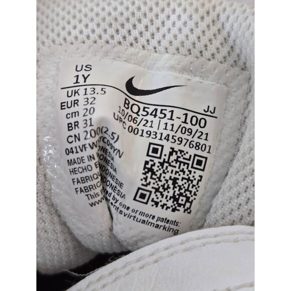 Nike Kids Court Borough Low Recraft Adjustable Strap Sneakers White Size 1 - Picture 6 of 6